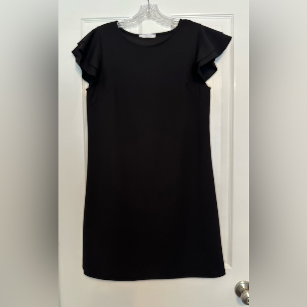 Ces Femme Black Mini Dress with Ruffle Sleeves Size Medium